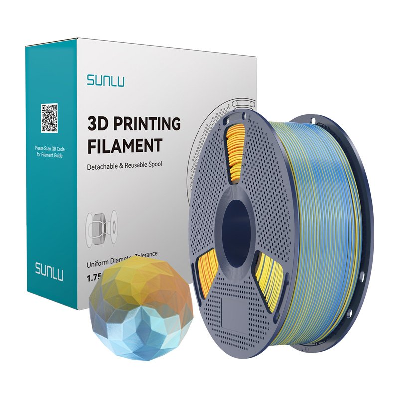 58150_1.jpg Sunlu PLA+ Silk Forth-Color Filament (blue-purple-orange-yellow) - Image 1