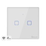 Sonoff TX T2EU2C divkanālu viedais Wi‑Fi sienas slēdzis ar RF vadību