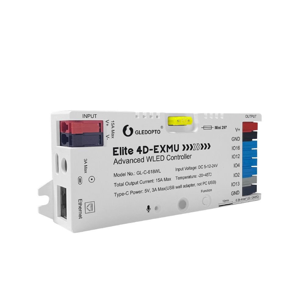 GLE-REL-C618WL.jpg Gledopto Elite 4D-EXMU WLED LED kontrolieris ar Ethernet, Wi‑Fi un mikrofonu (GL-C-618WL) - Image 1