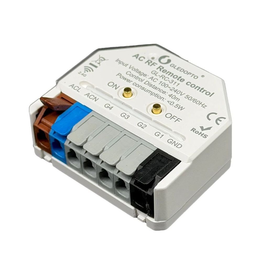 GLE-REM-RC311.jpg Gledopto GL-RC-311 4 kanālu 2,4 GHz RF sienas tālvadības pults - Image 1