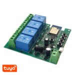 TuyaSmart 4CH Wi-Fi + RF viedais relejs 5V USB / 7–32V AC/DC, NO/NC, 10A