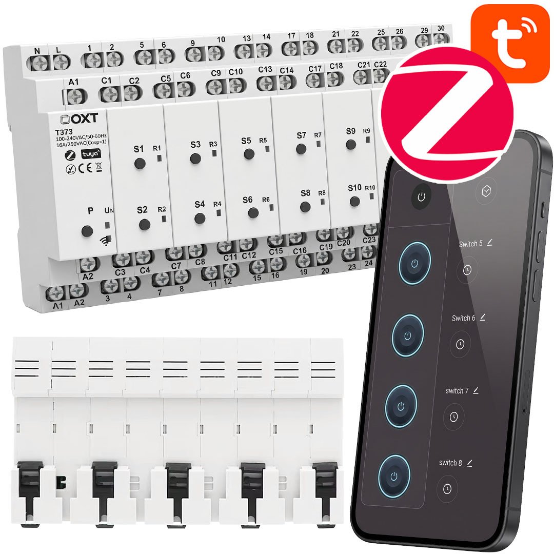 1583_1.jpg OXT T373 ZigBee 3.0 16 kanālu DIN releja kontrolieris, 16A - Image 1