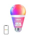 LEPRO B1 E27 viedā LED spuldze ar Wi‑Fi un Bluetooth, RGB+CCT, 806 lm