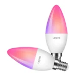 LEPRO BC1-EU-2-W viedā LED spuldze E14, Wi-Fi/Bluetooth, RGB, 2 gab.