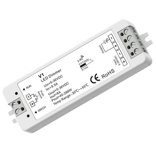 HS083038img.jpg SKYDANCE V1 LED kontrolieris 5–36 V DC, 1 × 8 A ar Push-Dimm - Image 1